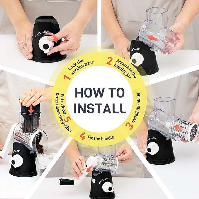 Cheese Grater Hand Crank, Rotary Cheese Shredder - Image 9