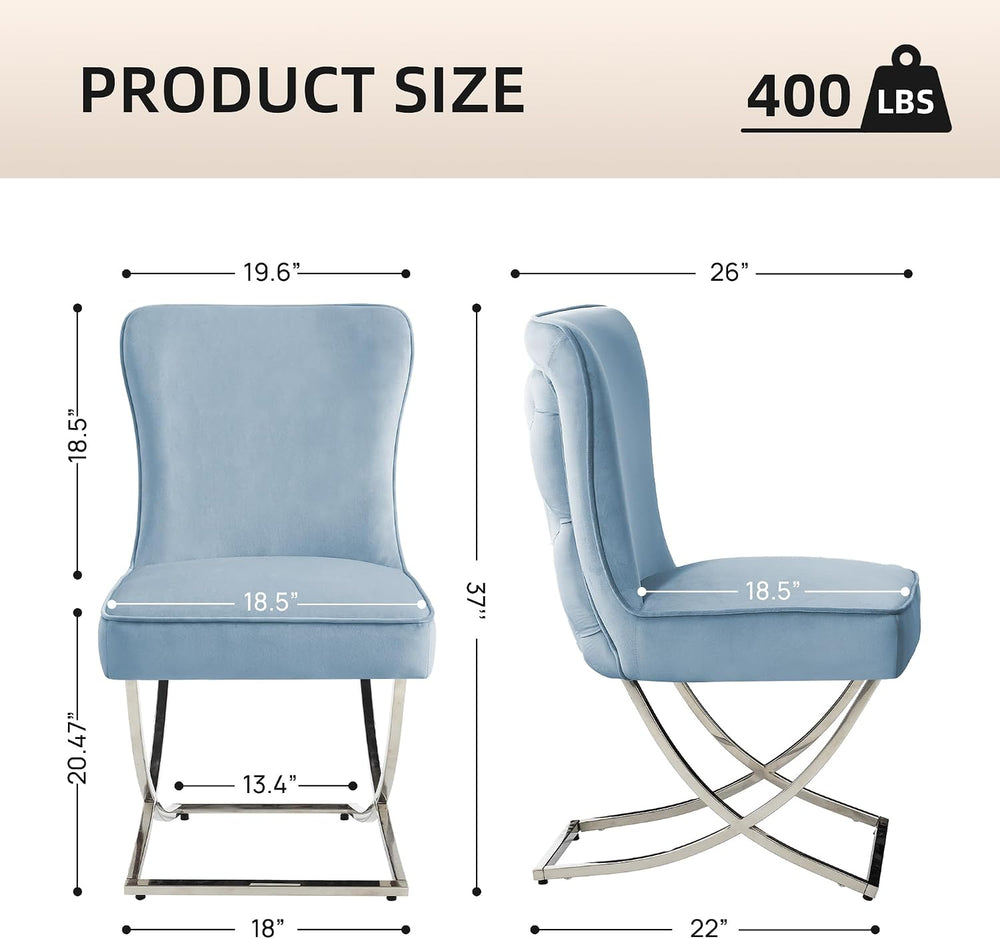 WUTUTUEE Luxury Velvet Dining Chairs, Tufted Upholstered Armless Accent Chair...