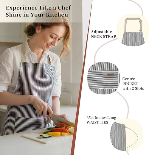 2 Pack Cooking Aprons Adjustable Bib Apron - Image 2
