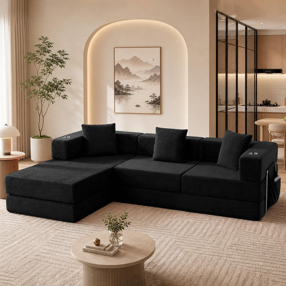 Modular Sectional Sofa, 108" L-Shaped Couch with Deep Seat