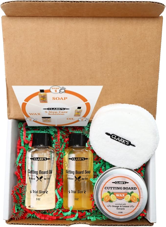 CLARK'S Cutting Board Care Kit, Includes Wood Cutting Board Oil, and Buffing Pad - Image 2