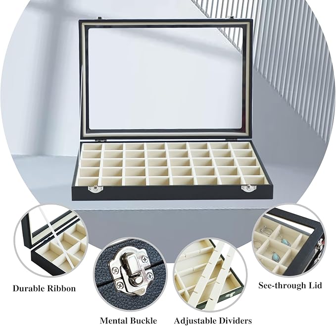 Stratalife Jewelry Organizer 40 Grid Beige Black Jewelry Tray - Image 2