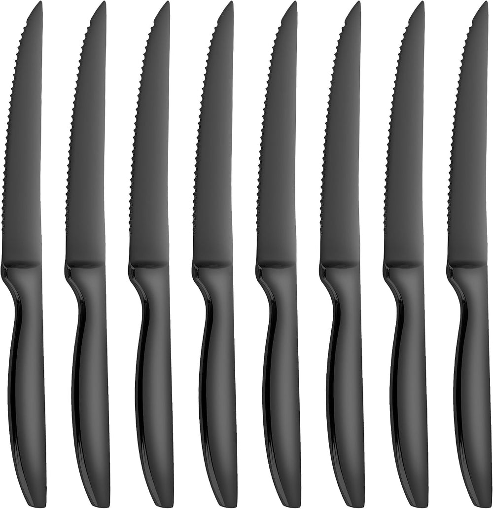 SuperCook Black Steak Knives Set of 8, Steak Knives Dishwasher Safe, Knife Set