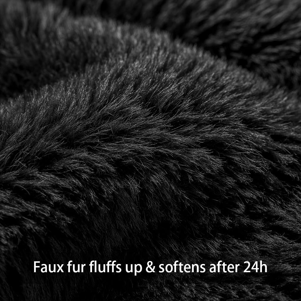 Halloween Ghost Decorative Pillow Covers 18x18 Set of 2, Black Green Soft Plush Faux Fur Farmhouse Throw Cushion Cases for Fall Autumn Holiday Home Decorations