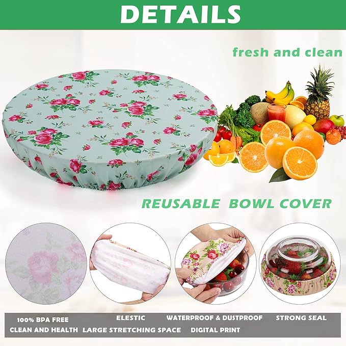 10Pcs Reusable Bowl Covers In 5 Size, Stretch Cloth Fabric Dish Cover Kitchen - Image 3