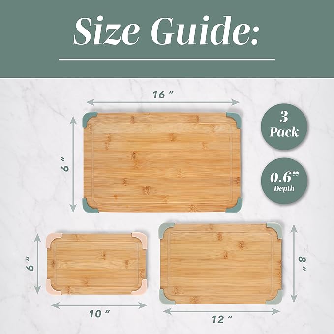 COOK WITH COLOR Non-Slip Cutting Board Set – Kitchen Essentials with Easy Grip - Image 3