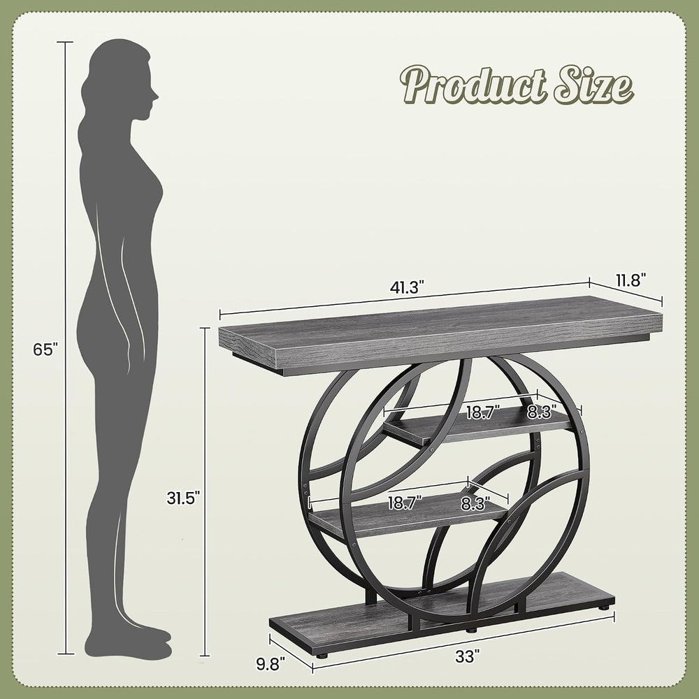 Huuger 41.3 Inch Entryway Table, Console Table with Shelves, Sofa Table