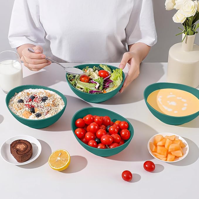 Wheat Straw Cereal Bowls Set of 4, Plastic Bowls Reusable 26 OZ, Unbreakable - Image 5