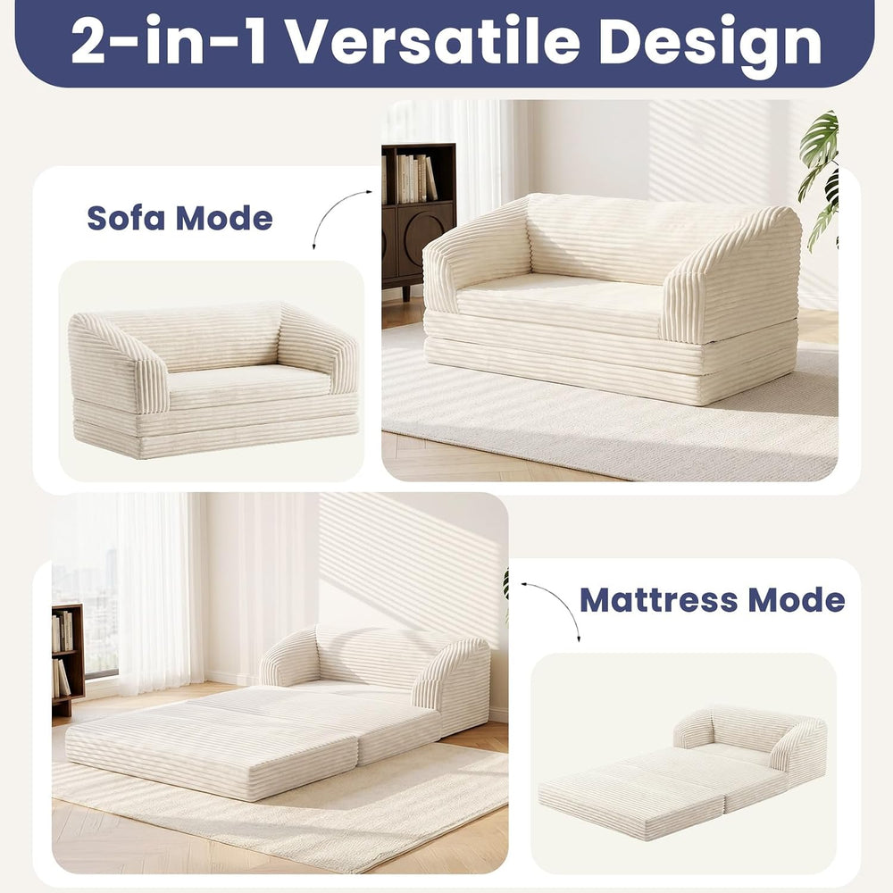 JUIKURY Convertible Sofa Bed, 3-in-1 Foldable Loveseat Couch with Armrest, Co...