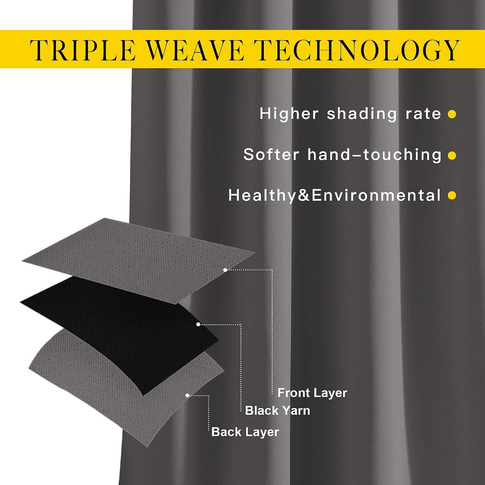 NICETOWN Blackout Living Room Curtains Extra Wide, Triple Weave Grommet Top T...