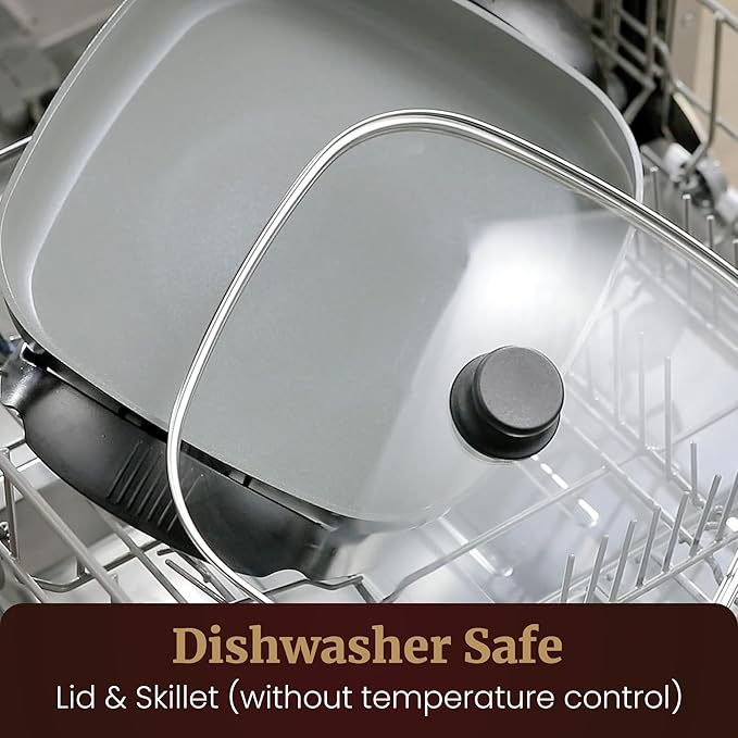 Elite Gourmet 12" x 12" x 3" Ceralast™ PFAS Free Ceramic Electric Skillet - Image 7