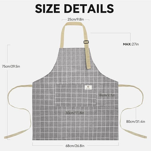 2 Pieces Aprons for Women with Pockets, Cotton Linen Waterproof Kitchen Cooking - Image 2