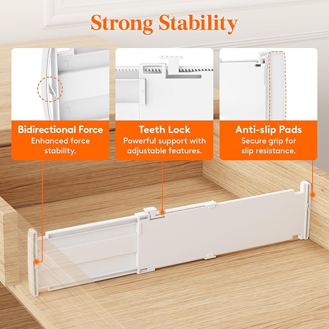 Lifewit 4" Tall 9 Pack Drawer Dividers, 35-56.5cm/13.8-22.2" Expandable Drawer - Image 5