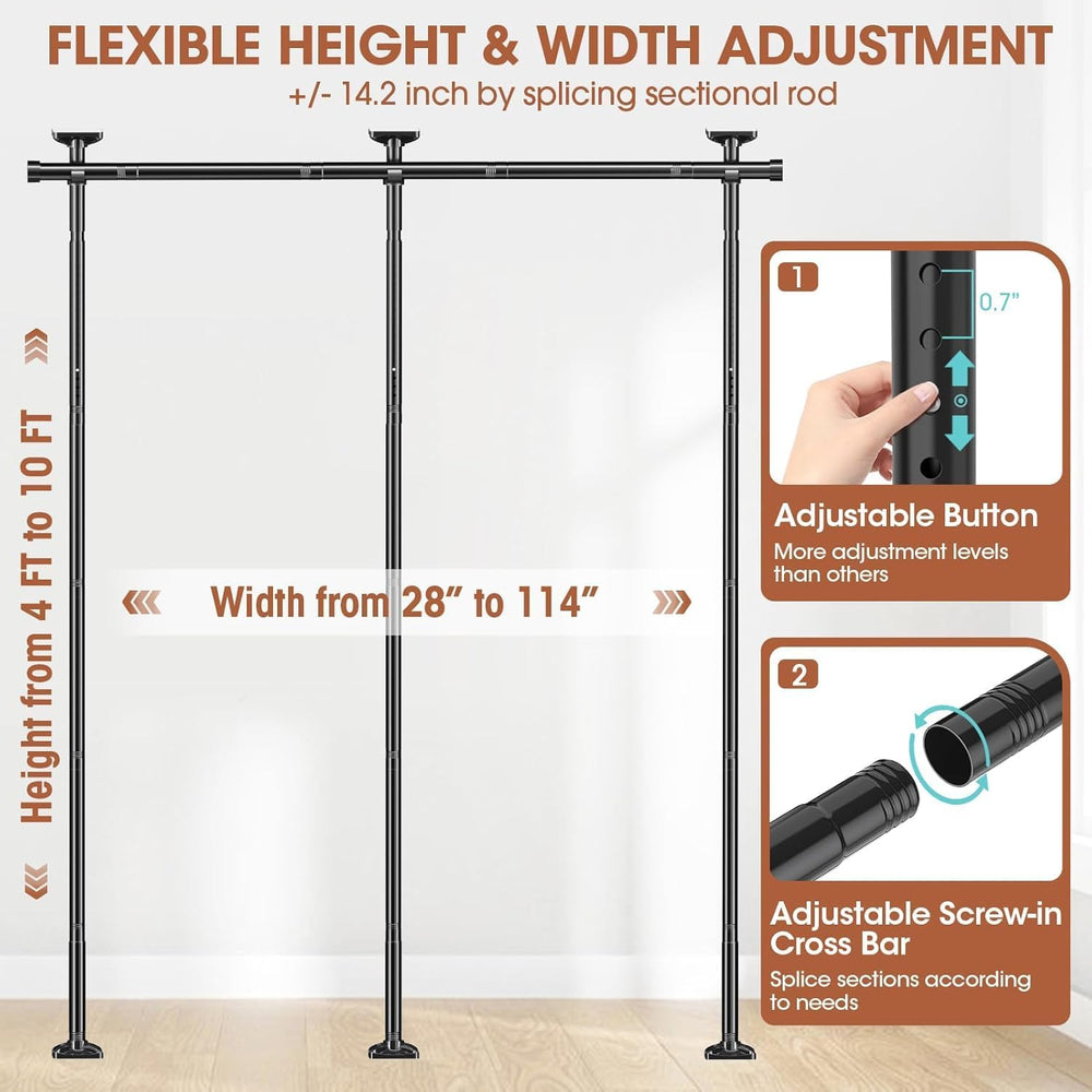 SUNALLY Room Divider for Separation 28-114in(W) Privacy Wall Divider, Black