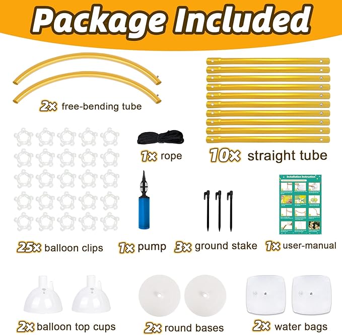 AerWo [Upgraded] Balloon Arch Kit 8.2ft+6ft, Gold Half Balloon Arch Stand wit...