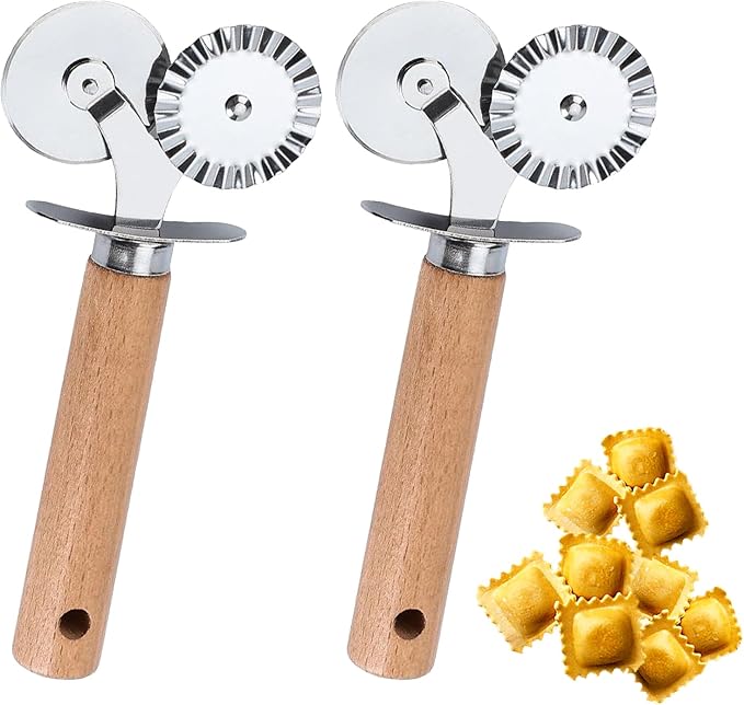 Pastry Double Cutter Wheel, 2 Pack Pasta Cutter Wheel, Dual-Head Baking Tool by YFANITI