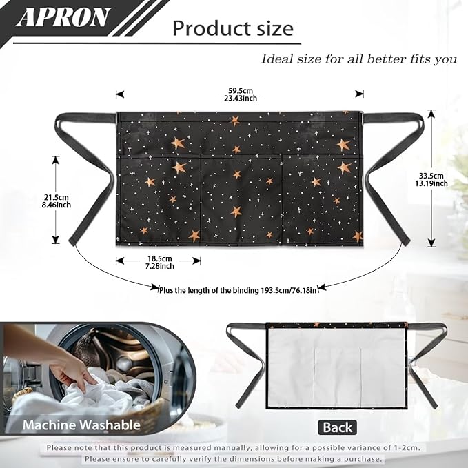 Server Apron with 3 Pockets, Waterproof Oil Waitress Waiter Half Apron - Image 4