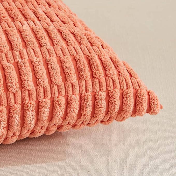 Fancy Homi 4 Packs Boho Coral Decorative Throw Pillow Covers 26x26 Inch - Image 4
