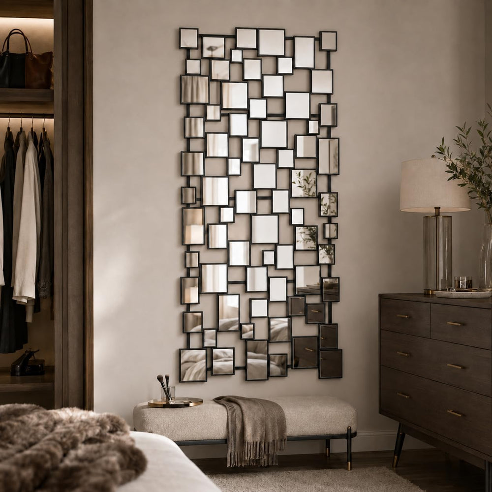Large Modern Wall Mirror - 27.55"x55.1" Black Wall Mirrors Metal Fr...