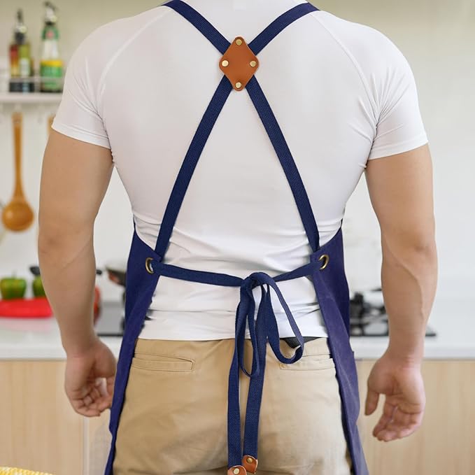 Aoomzoon Canvas Aprons for Men Chef Apron, Work Apron - 16oz Heavy Duty Cross - Image 3
