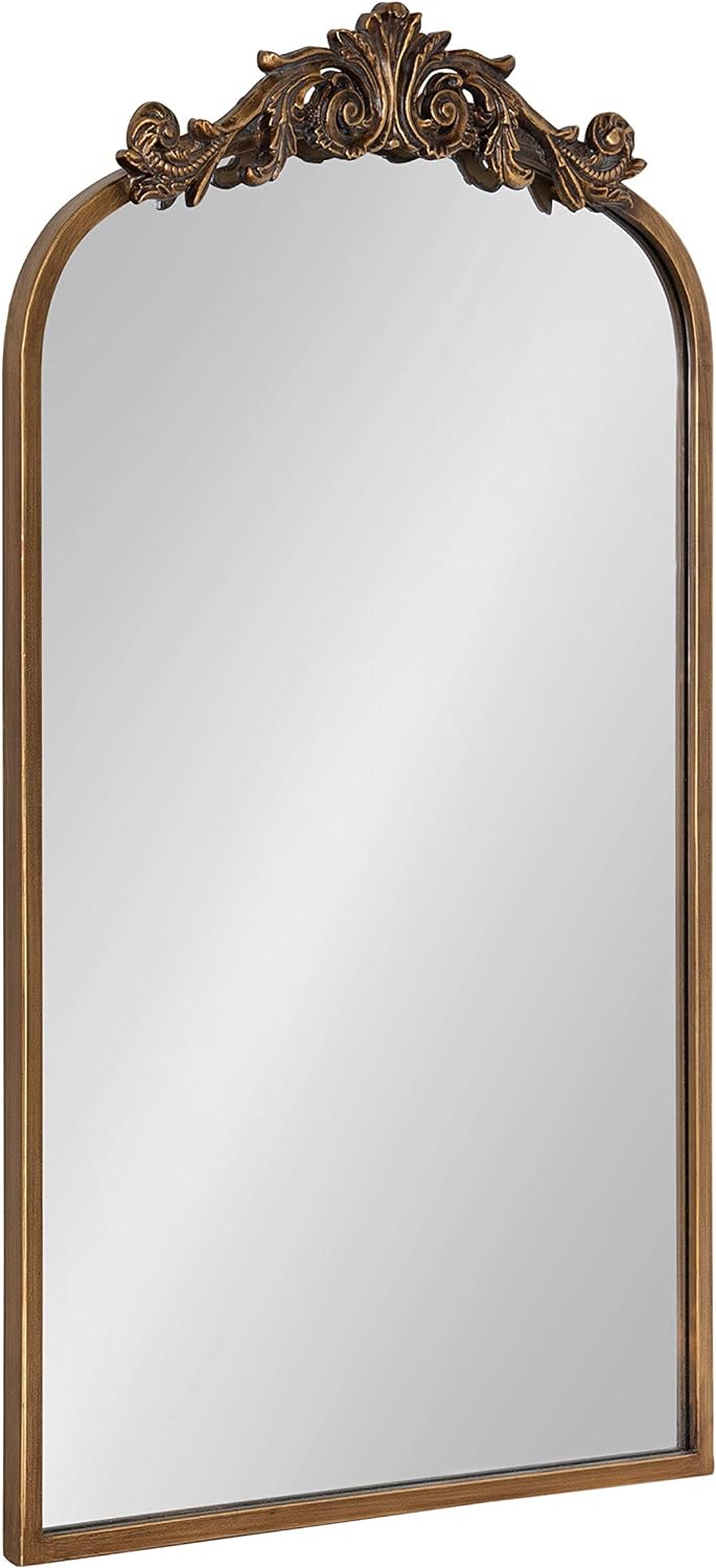 Kate and Laurel Arendahl Traditional Arch Mirror, 19 x 31 , Gold, Baroque Ins...