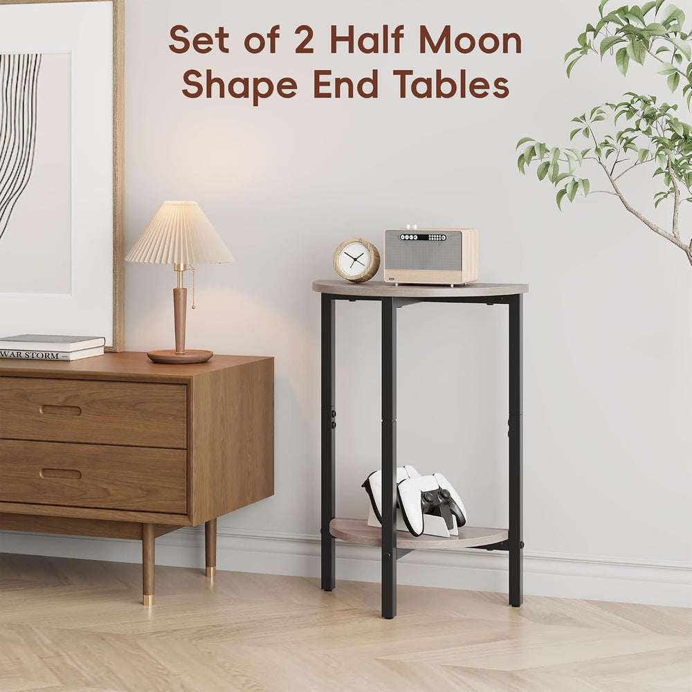 Vagusicc Side Tables Small End Tables, Set of 2 Half Round Side Table for Liv...