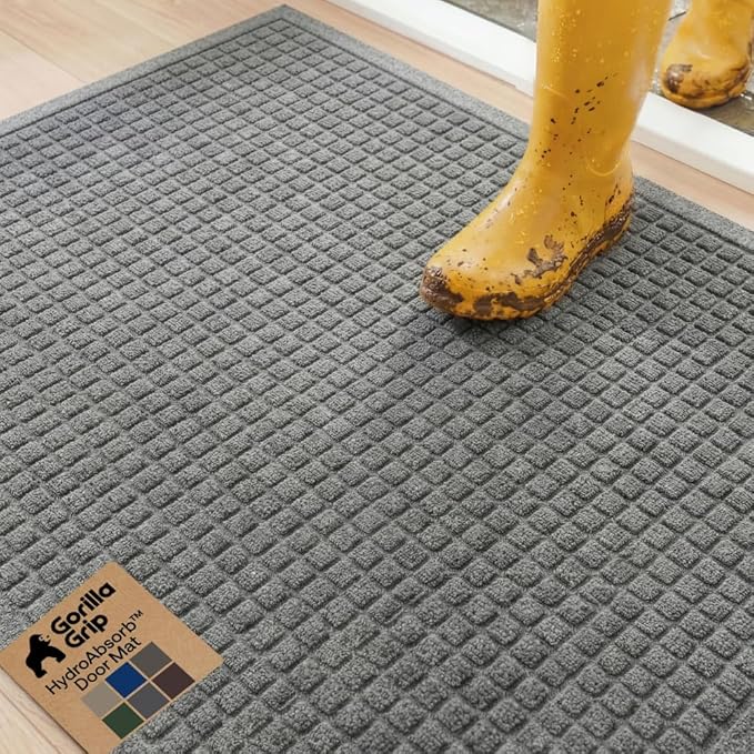 GORILLA GRIP® Ultra Absorbent Front Door Mat Outside Entrance, Traps Dirt and by GorillaGrip