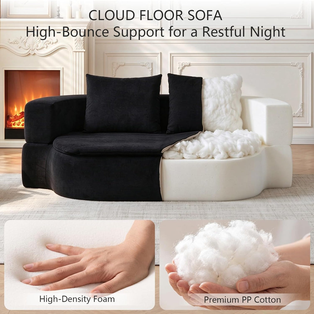79" Convertible Futon Sofa Bed with Blanket, Loveseat Boneless Couch