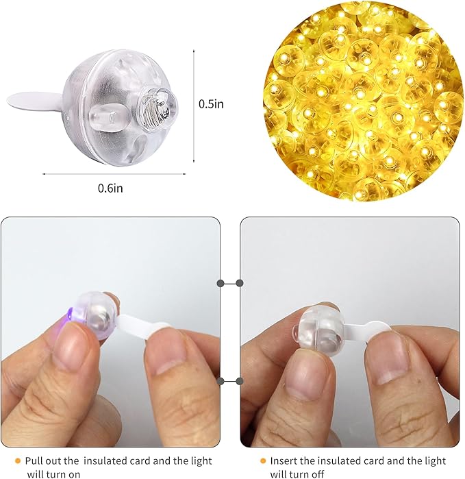 Aogist 100pcs Yellow Mini Lights with Hook,Long Standby Time Waterproof LED B...