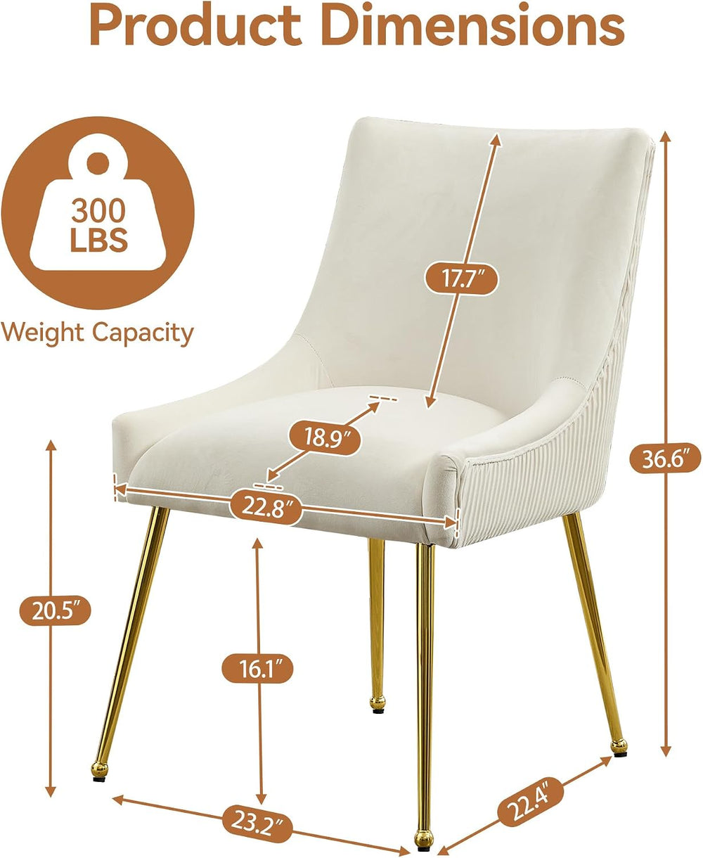 WUTUTUEE Velvet Dining Chairs Set of 2 Gold Legs,Upholstered Velvet Accent Ch...