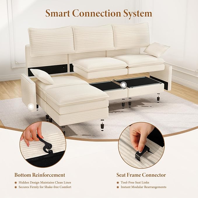 Vesgantti Large Modular Sectional Sofa, Big Comfy Cloud Couch with Ottoman De...