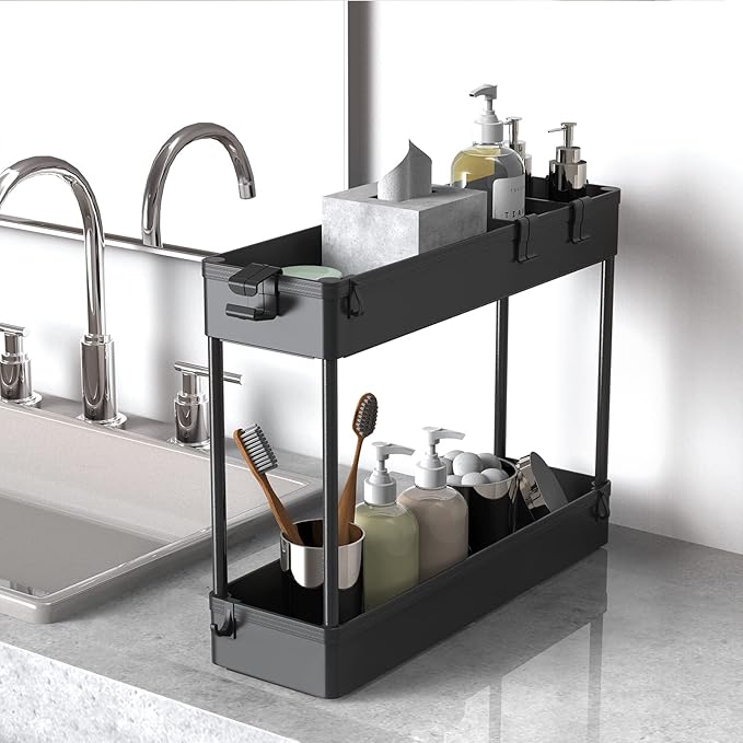 SPACELEAD Slim Storage Cart 4 Tier, Bathroom Organizer Rolling Utility - Image 3