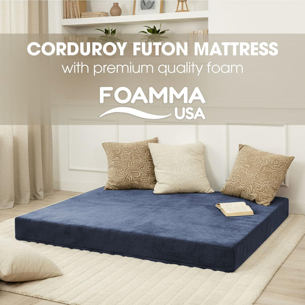 FoammaUSA Premium Corduroy Futon Couch Mattress – Made in USA 6-Inch Memory F...
