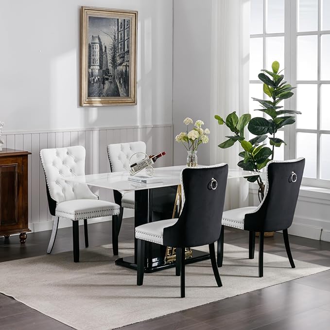 Dining Room Chairs Set of 6, Upholstered Tufted Dining Chairs with High Back,...