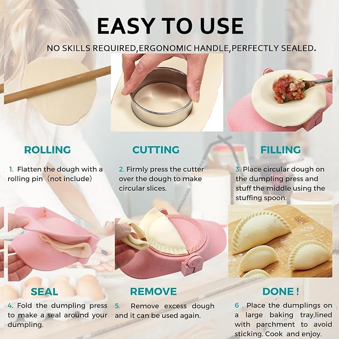 Empanada Maker Press, 6-Inch Extra Large Dumpling Maker Set - Image 5