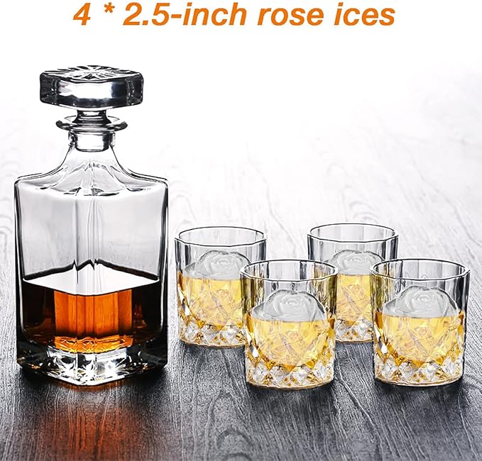 CAMKYDE Rose Ice Cube Tray 2.5 Inch, 4 Cavity Silicone Rose Ice Cube Mold - Image 6