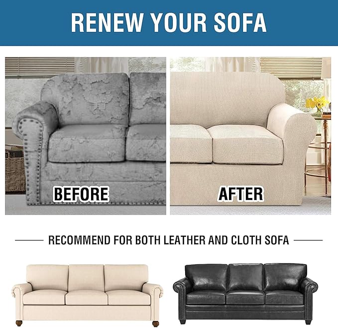 4 Piece Stretch Sofa Covers for 3 Cushion Couch Covers Furniture Slipcovers for - Image 9