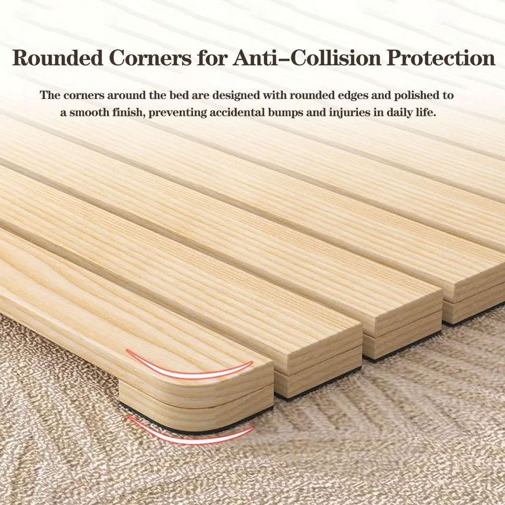 Floor Bed Frame Japanese Bed Frame Solid Wood Foldable Slatted Bed Base Guest...