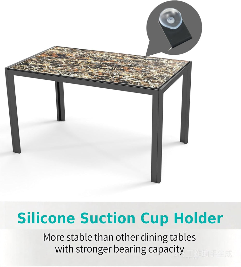 Gizoon Marble 7 Piece Glass Dining Table Set, Kitchen Table and Chairs Set