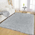 Latepis Gray Rugs for Living Room 5x6.7 Fluffy Shag Rug Washable Faux Fur Fuzzy by Latepis