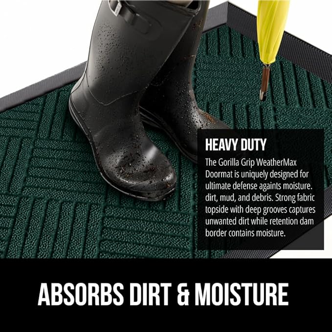 GORILLA GRIP 100% Waterproof All-Season WeatherMAX Doormat US Designed Natural - Image 4
