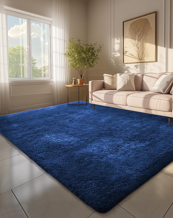 Ophanie 6x9 Blue Rugs for Living Room, Large Fluffy Shag Fuzzy Plush Soft Area by Ophanie