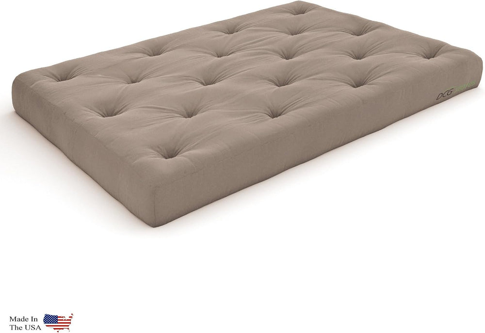 Nirvana Futons Tri-Fold Futon with Mattress Included (Microfiber Khaki, Natur...