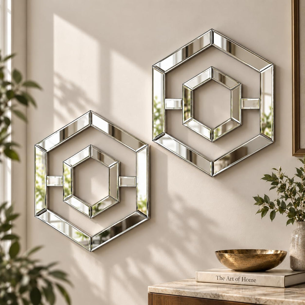 Square Decorative Wall Mirror 12 x 12 Inch, Silver Frameless Mirror Wall Deco...