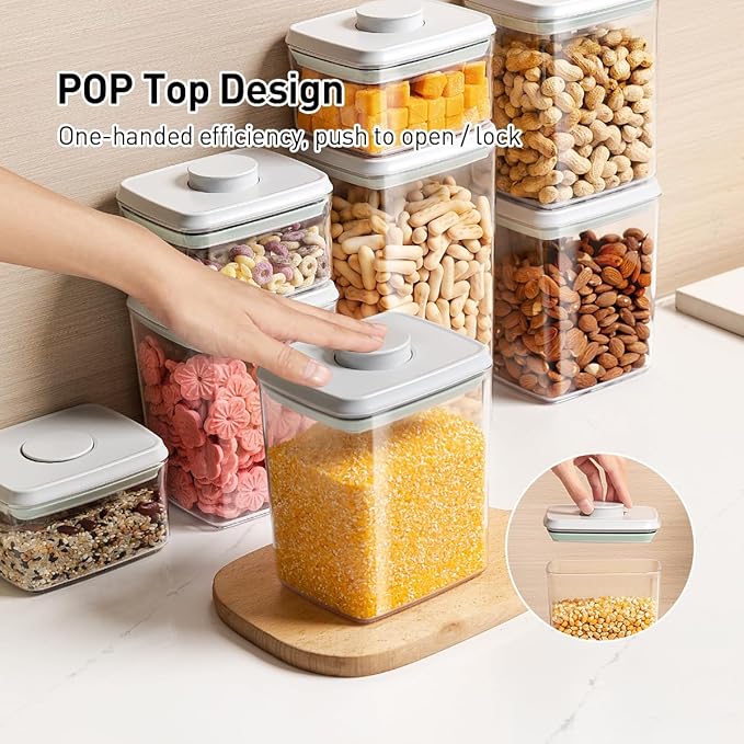 Airtight Food Storage Containers, 1.3Qt 3Pcs Pop Food Containers - Image 2