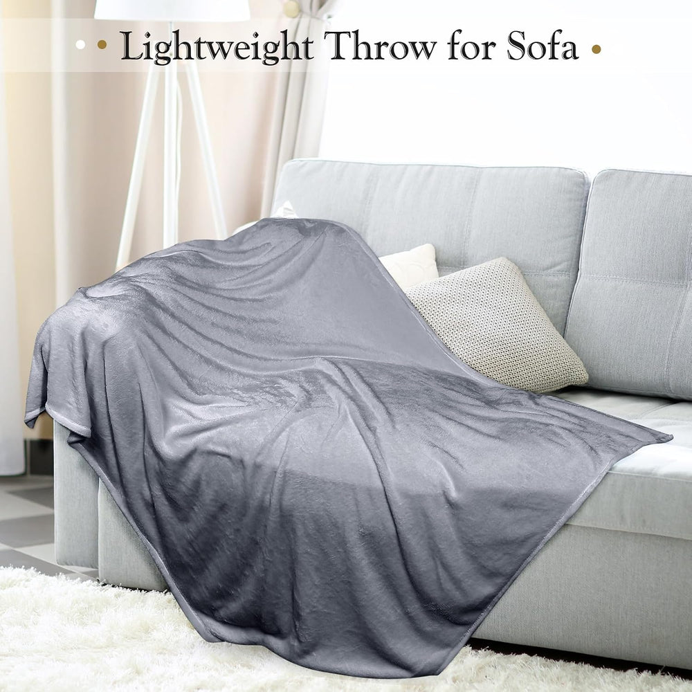 4 Pcs Fleece Throw Blanket Soft, Black, Dark Gray, 50'' X 60''
