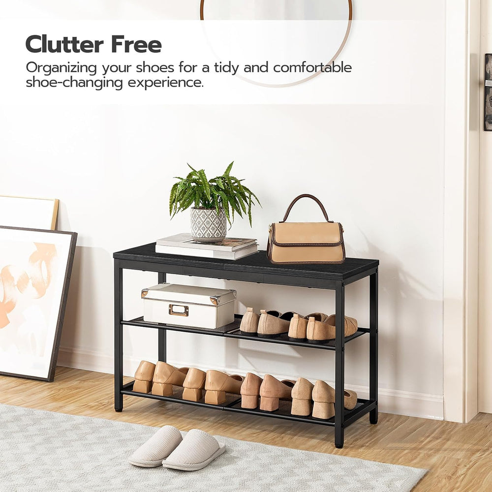 HOOBRO Shoe Bench, 3-Tier Shoe Rack, Industrial Shoe Organizer Storage Bench,...