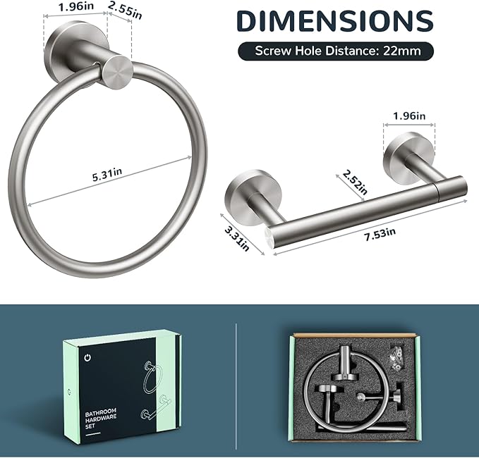 FORIOUS Toilet Paper Holder Wall Mount, SUS304 Stainless Steel Double Post - Image 5