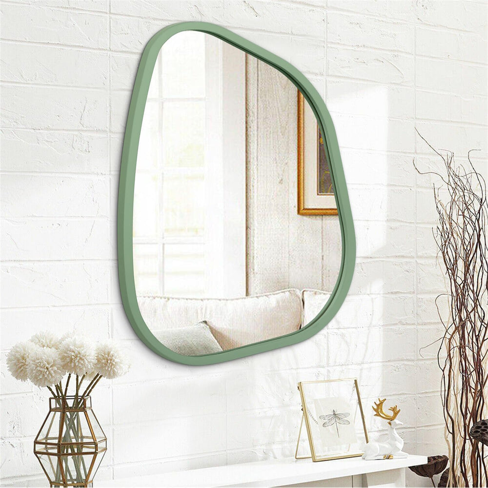 Asymmetrical Mirror for Wall Irregular Accent Wood Frame Modern Unique Wall M...