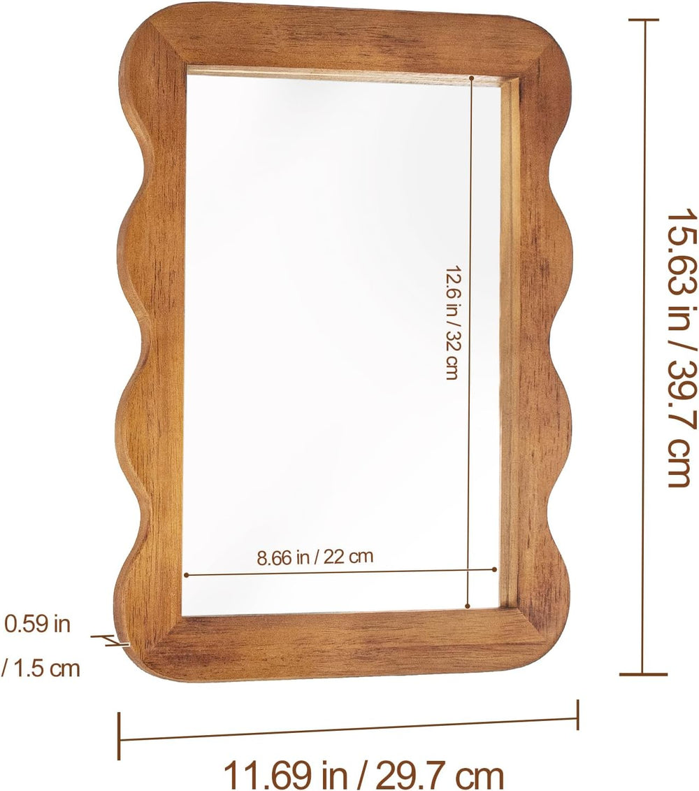 Wooden Mirror 16 X 12in Frame Walnut Brown Wood Rustic Wall Mirror